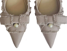 DIOR DUSTY PINK FRINGED GROSGRAIN ADIORABLE FLATS (39.5)