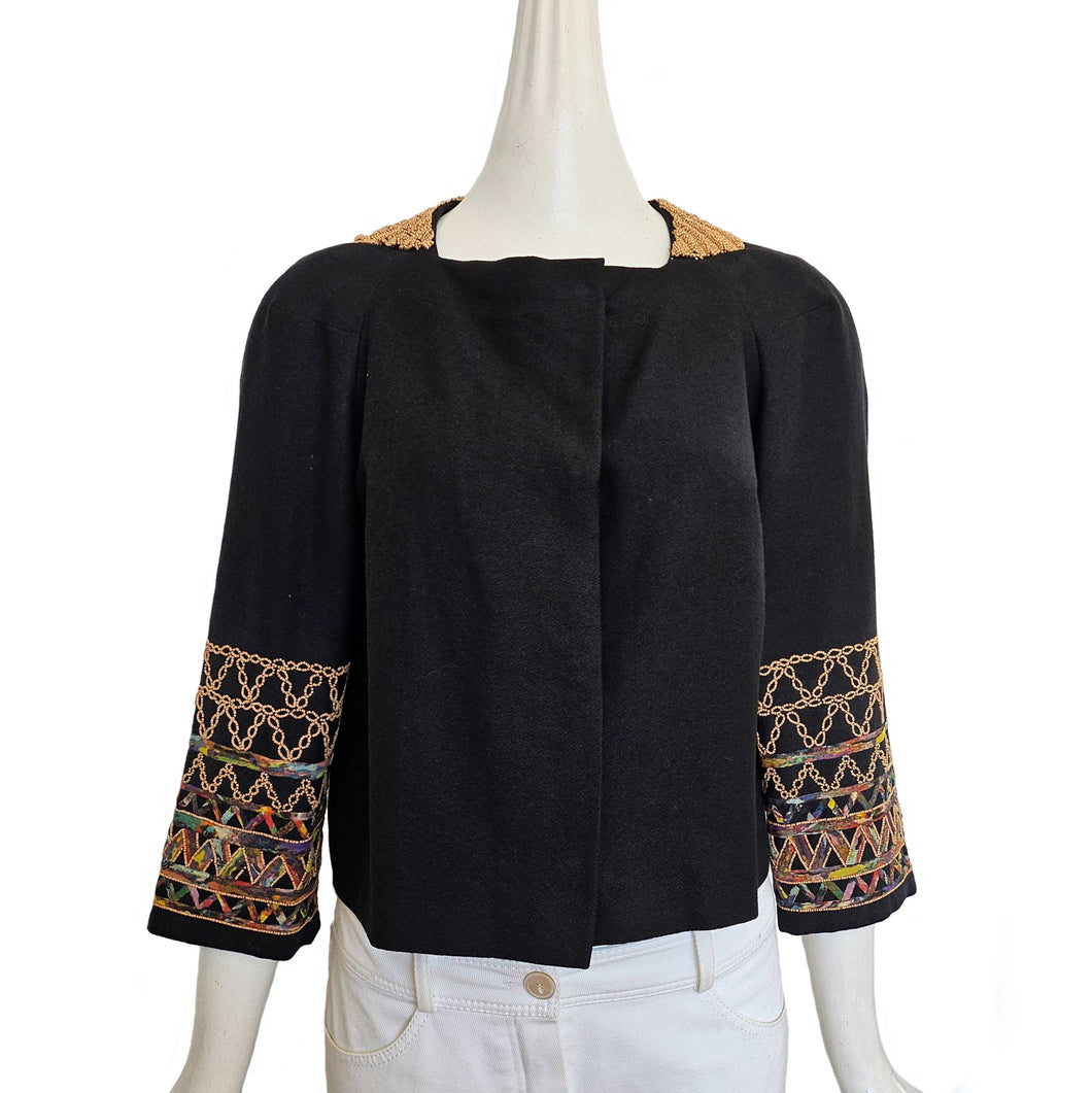 DRIES VAN NOTEN BLACK EMBELLISHED JACKET (38)