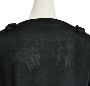 DRIES VAN NOTEN BLACK SHEER BLOUSE WITH BUTTON APPLIQUES (S)
