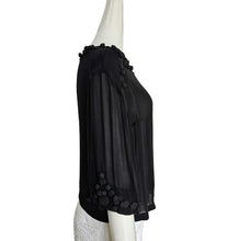 DRIES VAN NOTEN BLACK SHEER BLOUSE WITH BUTTON APPLIQUES (S)