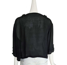DRIES VAN NOTEN BLACK SHEER BLOUSE WITH BUTTON APPLIQUES (S)