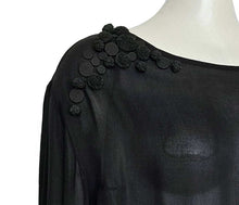 DRIES VAN NOTEN BLACK SHEER BLOUSE WITH BUTTON APPLIQUES (S)