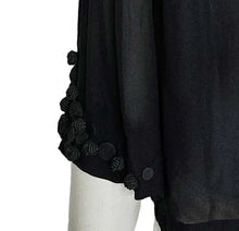 DRIES VAN NOTEN BLACK SHEER BLOUSE WITH BUTTON APPLIQUES (S)