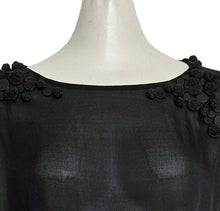 DRIES VAN NOTEN BLACK SHEER BLOUSE WITH BUTTON APPLIQUES (S)