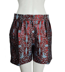 DRIES VAN NOTEN BLUE/RED BROCADE SHORTS (36)