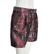 DRIES VAN NOTEN BLUE/RED BROCADE SHORTS (36)