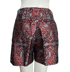 DRIES VAN NOTEN BLUE/RED BROCADE SHORTS (36)