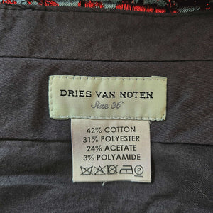 DRIES VAN NOTEN BLUE/RED BROCADE SHORTS (36)