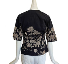 DRIES VAN NOTEN BROWN RAGLAN SLEEVES FLORAL EMBROIDERED JACKET (38)