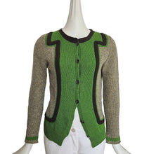 DRIES VAN NOTEN GREEN COLORBLOCK CARDIGAN (S)