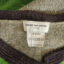 DRIES VAN NOTEN GREEN COLORBLOCK CARDIGAN (S)
