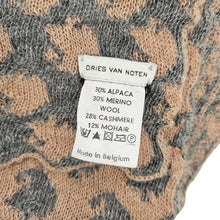 DRIES VAN NOTEN GREY/PINK ALPACA/CASHMERE BLEND SCARF