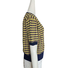 DRIES VAN NOTEN PURPLE/YELLOW JACQUARD SHORT SLEEVES SWEATER (XS)