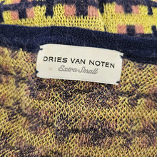DRIES VAN NOTEN PURPLE/YELLOW JACQUARD SHORT SLEEVES SWEATER (XS)