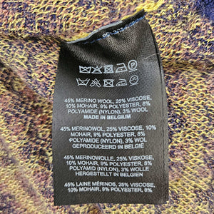 DRIES VAN NOTEN PURPLE/YELLOW JACQUARD SHORT SLEEVES SWEATER (XS)