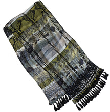 DRIES VAN NOTEN GREEN/BLACK SILK EMBELLISHED PRINTED LONG SCARF