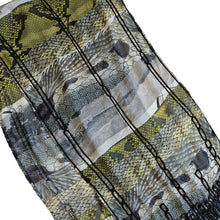 DRIES VAN NOTEN GREEN/BLACK SILK EMBELLISHED PRINTED LONG SCARF