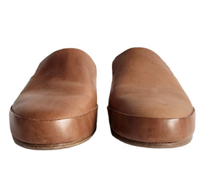 FEIT TAN HAND SEW LEATHER MULES (38)