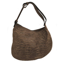 FENDI BROWN EMBOSSED TIGER PRINT LEATHER OYSTER BAG