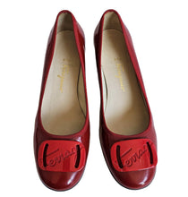 SALVATORE FERRAGAMO RED PATENT LEATHER MY CHARM PUMPS SHOES (6.5)