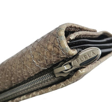 FURLA BROWN PYTHON TRI-FOLD WALLET