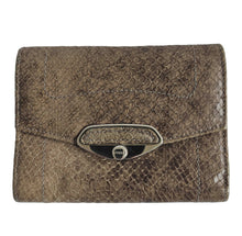 FURLA BROWN PYTHON TRI-FOLD WALLET