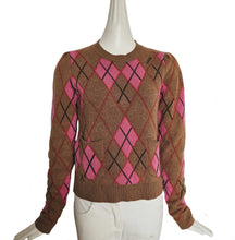 GANNI CAMEL/PINK ARGYLE PRINT SWEATER (M)