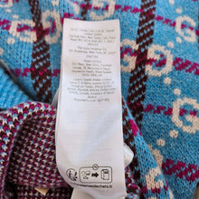 GUCCI BLUE CHECK GG LOGO JACQUARD WOOL SHORT SLEEVE SWEATER (M)