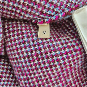GUCCI BLUE CHECK GG LOGO JACQUARD WOOL SHORT SLEEVE SWEATER (M)