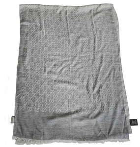 GUCCI GRAY GG JACQUARD CONTRAST SCARF/WRAP