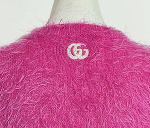 GUCCI PINK BRUSHED WOOL CARDIGAN (M)