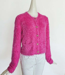 GUCCI PINK BRUSHED WOOL CARDIGAN (M)