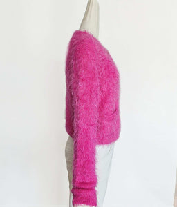 GUCCI PINK BRUSHED WOOL CARDIGAN (M)