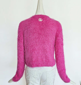 GUCCI PINK BRUSHED WOOL CARDIGAN (M)