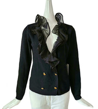 GIAMBATTISTA VALLI BLACK RUFFLE DOUBLE BREAST CARDIGAN (40)