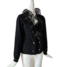 GIAMBATTISTA VALLI BLACK RUFFLE DOUBLE BREAST CARDIGAN (40)