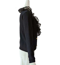 GIAMBATTISTA VALLI BLACK RUFFLE DOUBLE BREAST CARDIGAN (40)
