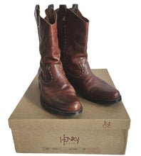 HENRY CUIR BROWN LEATHER CRETA COWBOY BOOTS (37)