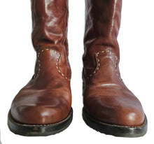 HENRY CUIR BROWN LEATHER CRETA COWBOY BOOTS (37)