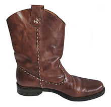 HENRY CUIR BROWN LEATHER CRETA COWBOY BOOTS (37)