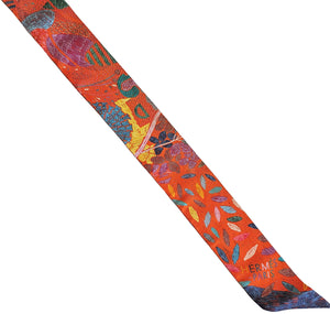 HERMES ORANGE CHACUN FAIT SON NID SILK TWILLY SCARF