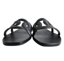 HERMES BLACK ALOHA RUBBER SANDALS (38)