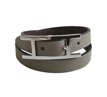 HERMES TAUPE/BURGUNDY BEHAPI DOUBLE TOUR LEATHER BRACELET