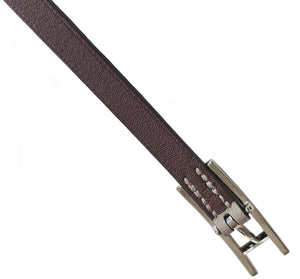 HERMES TAUPE/BURGUNDY BEHAPI DOUBLE TOUR LEATHER BRACELET