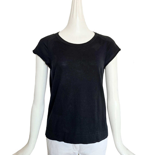 HERMES BLACK CAP SLEEVES SILK BLEND KNIT TEE (40)