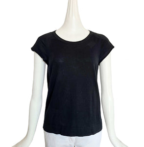 HERMES BLACK CAP SLEEVES SILK BLEND KNIT TEE (40)