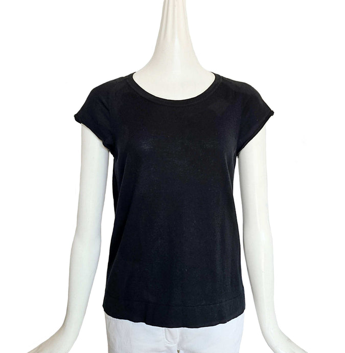 HERMES BLACK CAP SLEEVES SILK BLEND KNIT TEE (40)