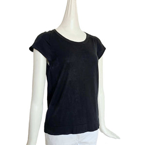HERMES BLACK CAP SLEEVES SILK BLEND KNIT TEE (40)