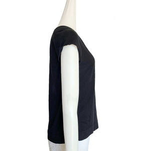 HERMES BLACK CAP SLEEVES SILK BLEND KNIT TEE (40)
