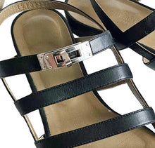 HERMES BLACK LEATHER TRANSAT GLADIATOR SANDALS (39)